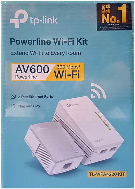 tp-link Wi-Fi電力線網路橋接器雙包組 300Mbps AV600, 白色, 1組