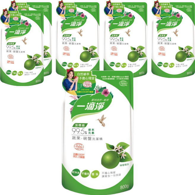 一滴淨 蘆薈多酚食品用洗潔精, 800g, 6包