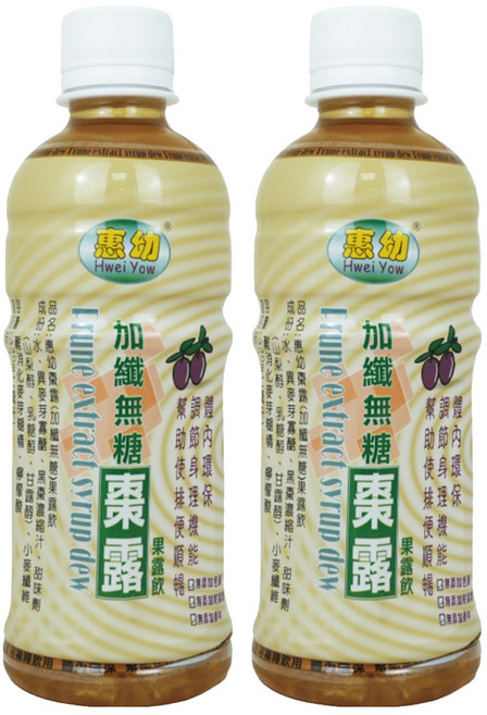 Hwei Yow 惠幼 棗露 加纖無糖 果露飲, 330ml, 2瓶