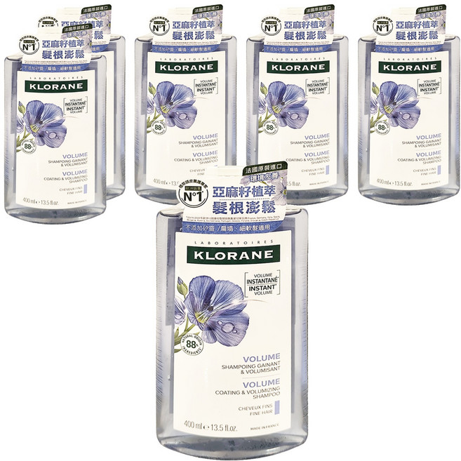 KLORANE 蔻蘿蘭 豐盈澎鬆洗髮精, 400ml, 6瓶