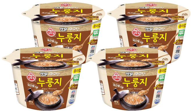 오뚜기옛날 구수한 누룽지 컵형, 60g, 4개