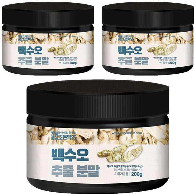조은약초 백수오 추출분말, 3개, 200g