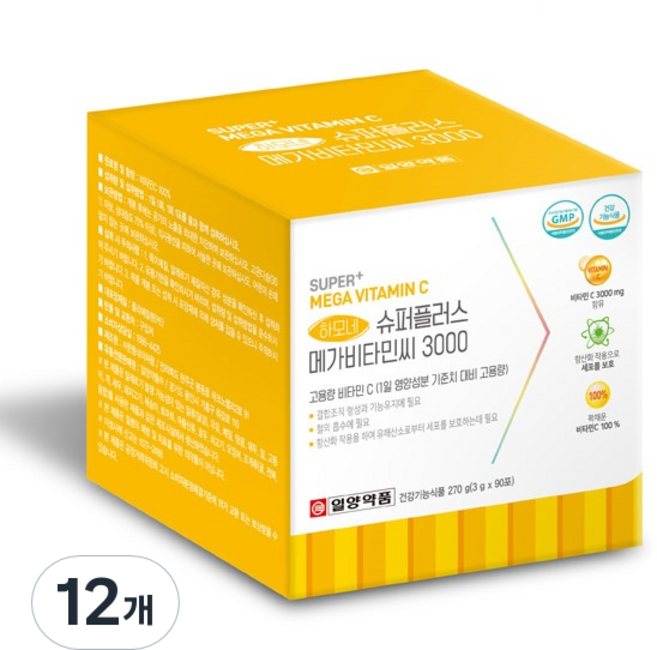 일양약품 슈퍼플러스 고용량 메가 비타민C 3000 90p, 3g, 12개