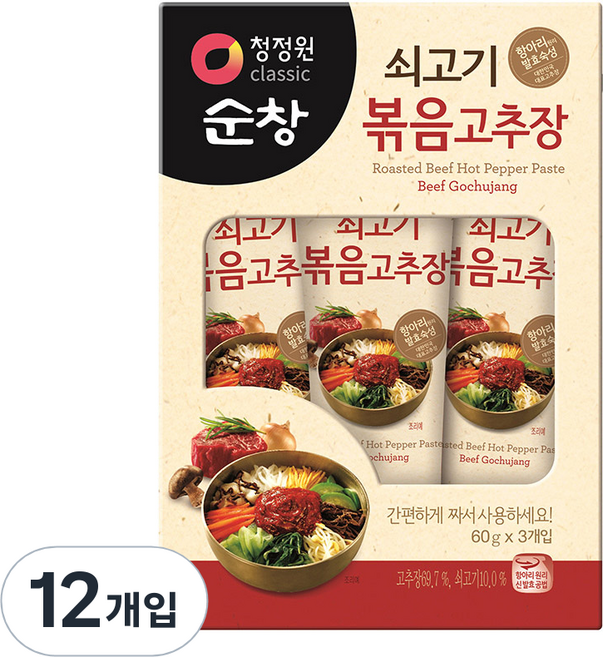 청정원순창 쇠고기볶음고추장, 60g, 12개
