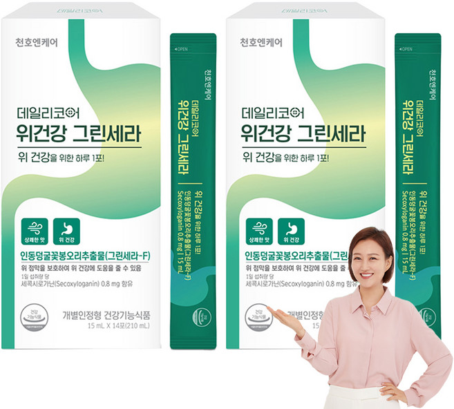 천호엔케어 데일리코어 위건강 그린세라 14p, 210ml, 2개