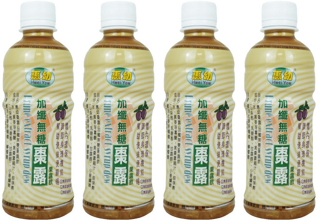 Hwei Yow 惠幼 棗露 加纖無糖 果露飲, 330ml, 4瓶