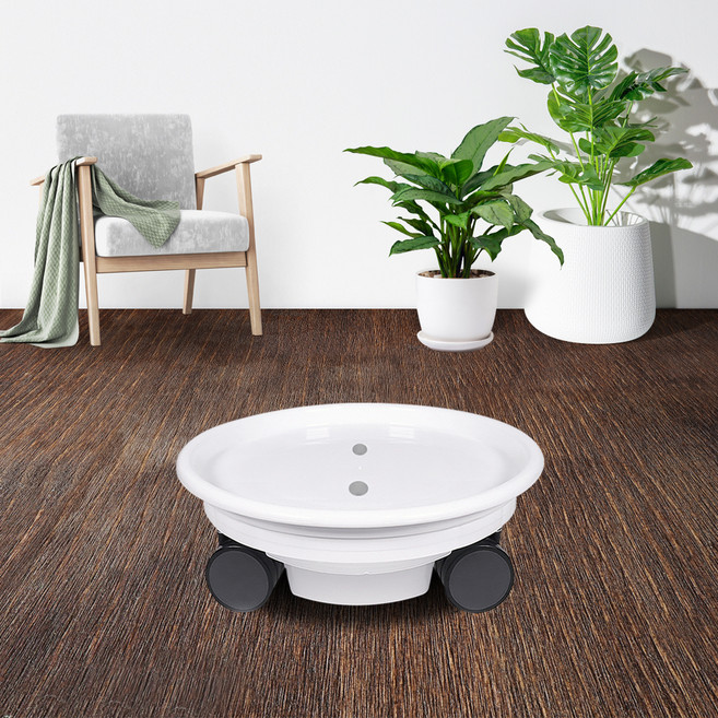 화분월드 원형 이동식 화분 받침대 모던 베이직, 스노우화이트, 1개
