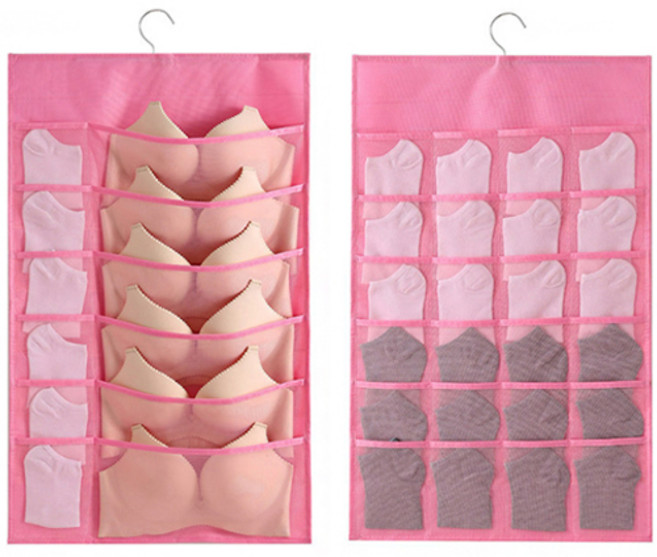 디오셀 옷장정리 양면 속옷 걸이 36칸, 핑크, 2개