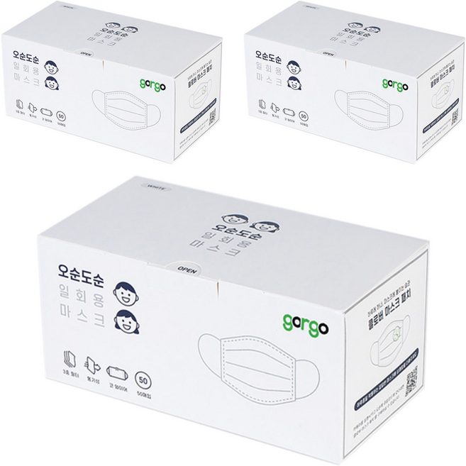 gorgo 拋棄式口罩 成人用 L, 白色, 50片, 3盒