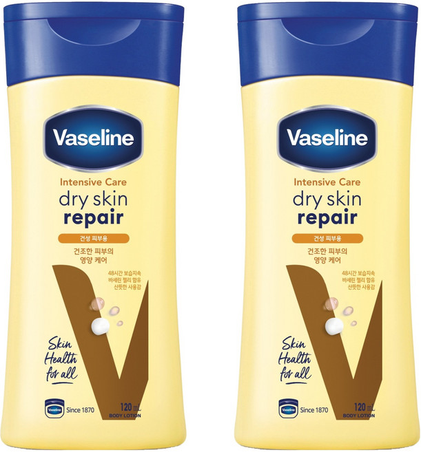 바세린 인텐시브 케어 드라이 스킨 리페어 바디로션, 120ml, 2개
