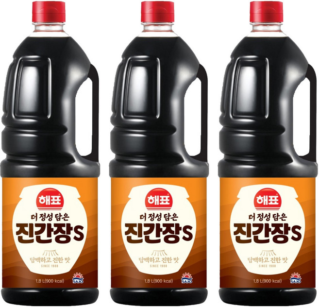 해표 진간장S, 1.8L, 3개