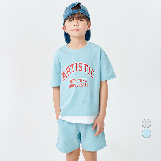 롤리트리 레이어드 레터링 반팔 반바지 상하의 세트