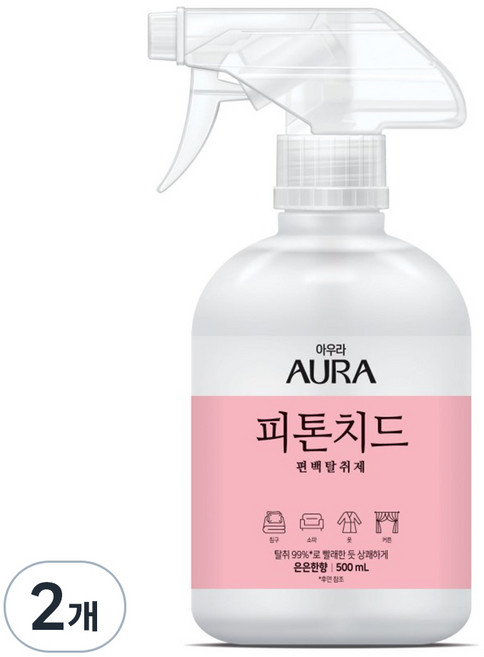 [비건라이프] 아우라 피톤치드 편백탈취제 은은한향 본품, 500ml, 2개