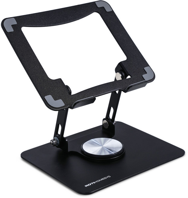 로티홈시스 360도 회전 높이 각도 조절 접이식 노트북 거치대 라이트, 1개, 블랙