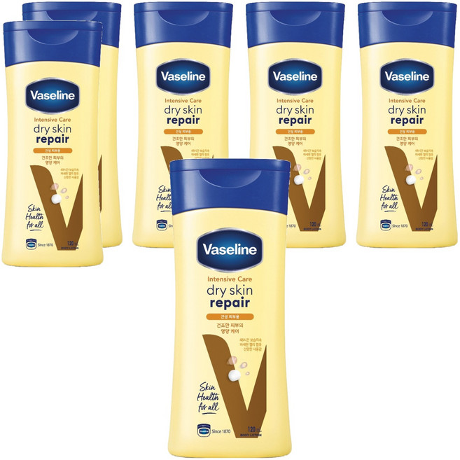 바세린 인텐시브 케어 드라이 스킨 리페어 바디로션, 120ml, 6개