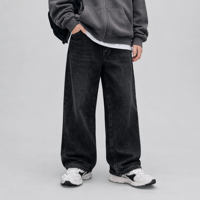 로시앤로우 주니어 아동 와이드 워싱 밴딩 데님 팬츠 SK005