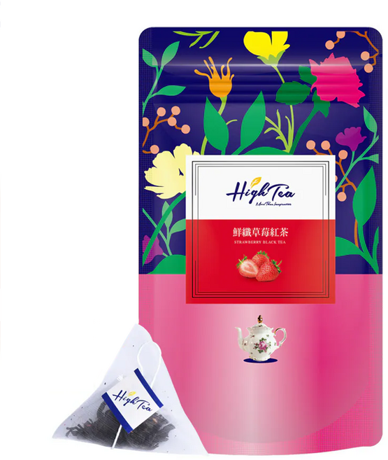 High Tea 伂橙 鮮纖草莓紅茶 美國加州草莓 三角立體茶包, 3g, 12包, 1袋