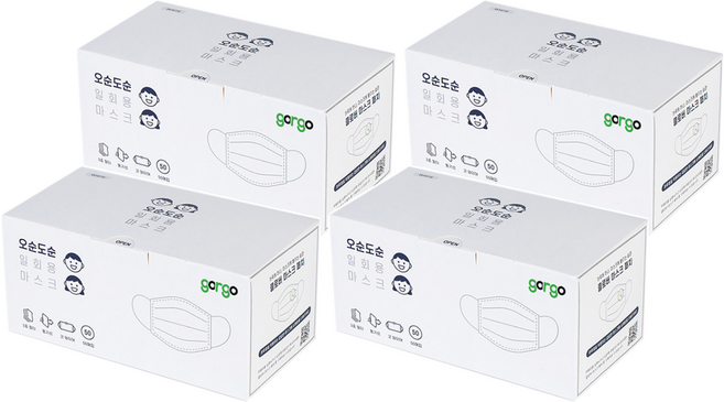 gorgo 拋棄式口罩 成人用 L, 白色, 50片, 4盒