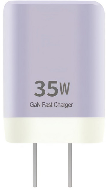 35W PD+QC GaN氮化鎵 摺疊充電器 USB-A+Type-C, 紫色, 1個