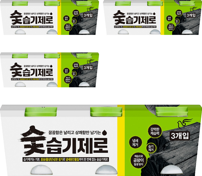 피죤 숯 습기제로 본품, 300g, 12개