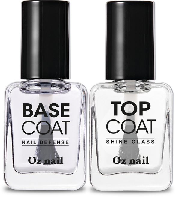 오즈네일 매니큐어 네일 기초 탄탄 2종 세트, 1세트, 베이스 코트 8ml + 탑 코트 8ml