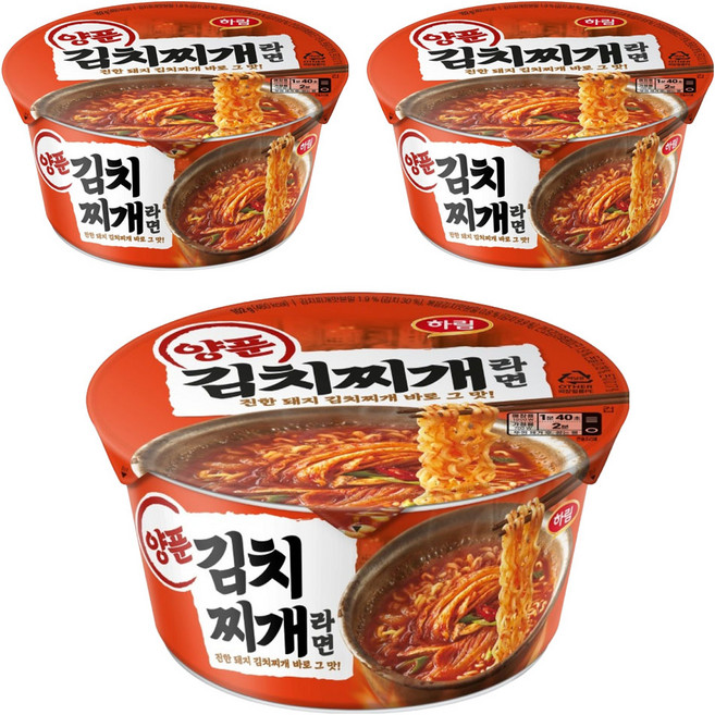 하림 양푼김치찌개라면 컵 102g, 3개