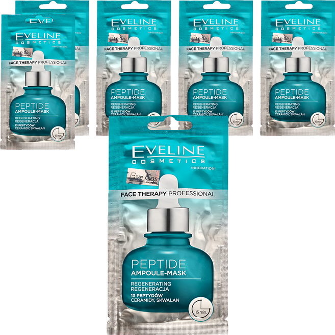 EVELINE 波蘭原裝 Eve Cos 高濃縮安瓶精華霜 13種胜肽PEPTIDE再生煥膚 綠色, 8ml, 6包