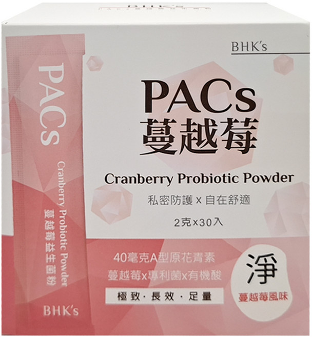 BHK's PACS 蔓越莓益生菌粉, 30包, 2g, 1盒