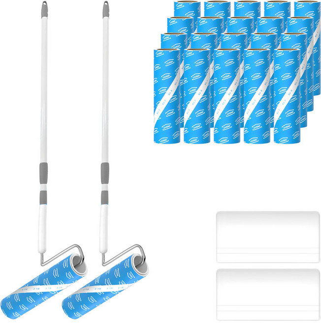 리벤스 사선컷팅 스탠드형 테이프크리너 본품 + 리필 10p + 거치대 + 밀대봉 세트, 2세트