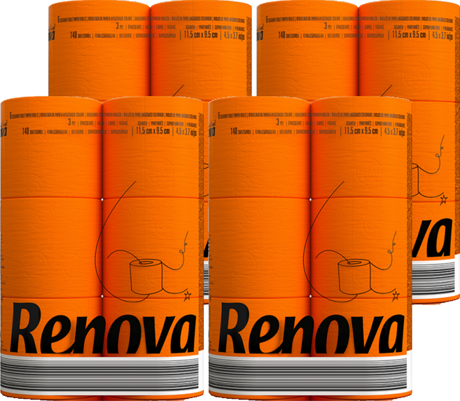 레노바 블랙라벨 컬러 티슈 Orange, 16.1m, 6롤, 4개