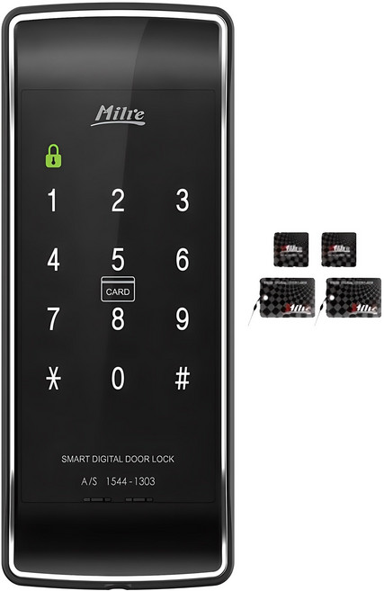 밀레시스텍 현관문 디지털 보조키 손잡이 없음 도어락 MI-450S + 스마트 태그키 2p + 모바일 태그키 2p, 고객직접설치