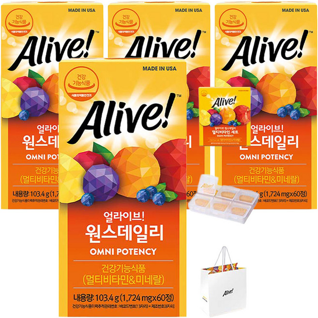 Alive 綜合維他命礦物質補充錠 103.4g 2罐+禮物組, 120顆, 2組