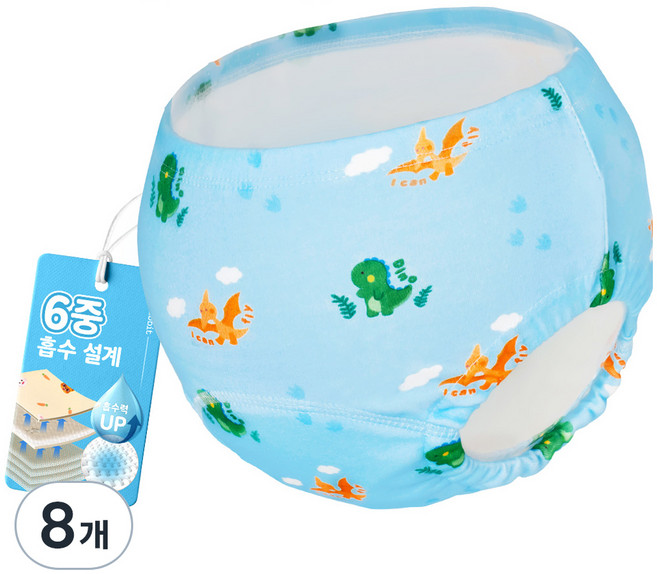 아띠래빗 유아용 순면 6중 배변훈련팬티, 다이노, 8개