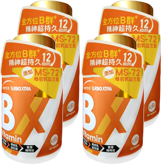 統欣生物科技 全效守護系列 維生素B群, 60顆, 300mg, 4罐