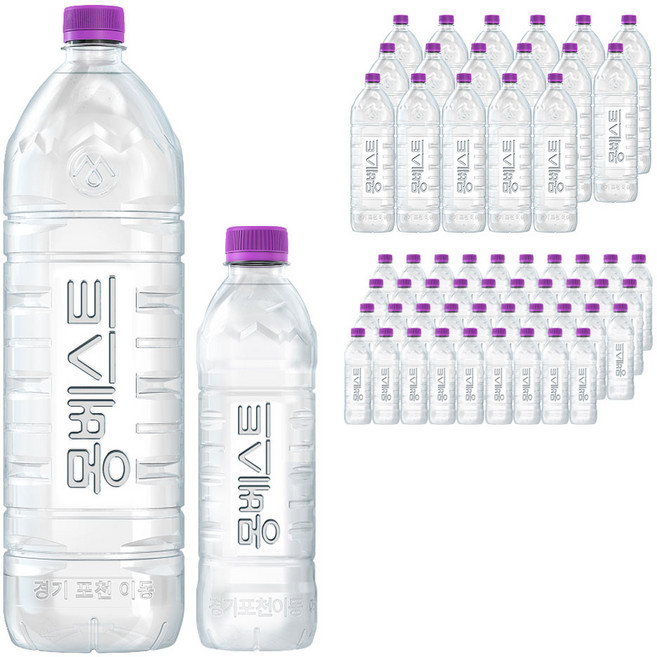몽베스트 위드어스 생수 무라벨 500mL 40p + 2L 18p, 1개