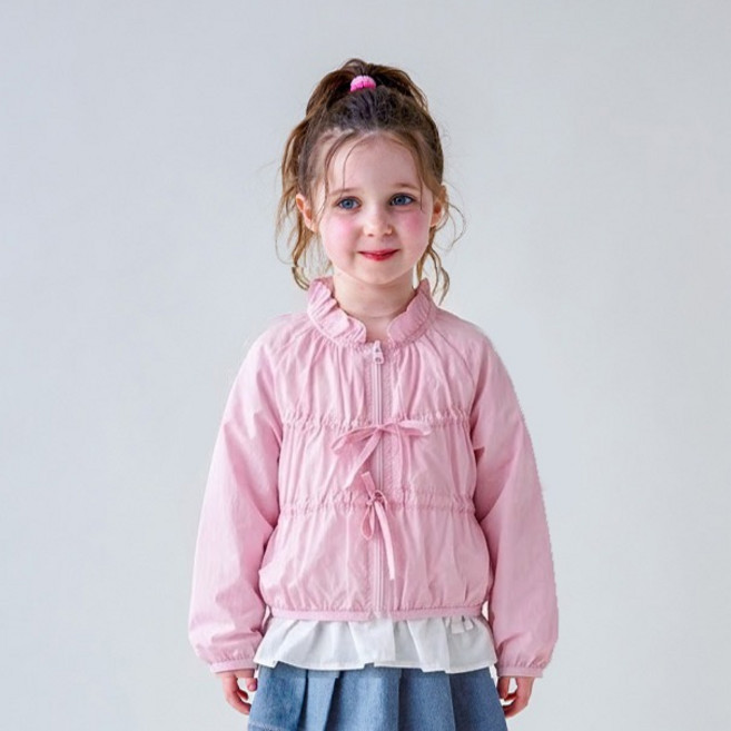 마리앤모리 아동용 실키 셔링 홑겹 바람막이 점퍼