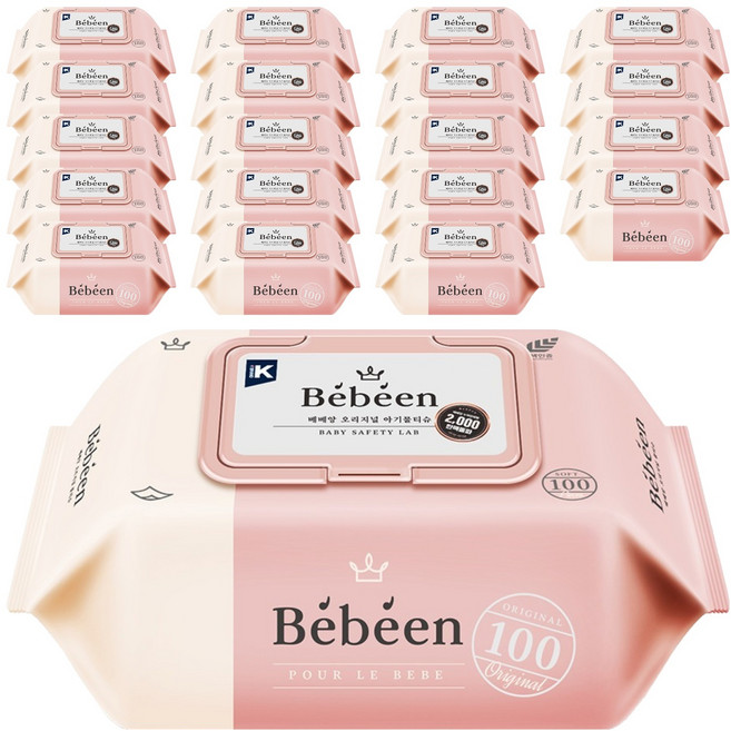 베베앙 오리지널 유아물티슈 캡형, 52g, 100매, 20개