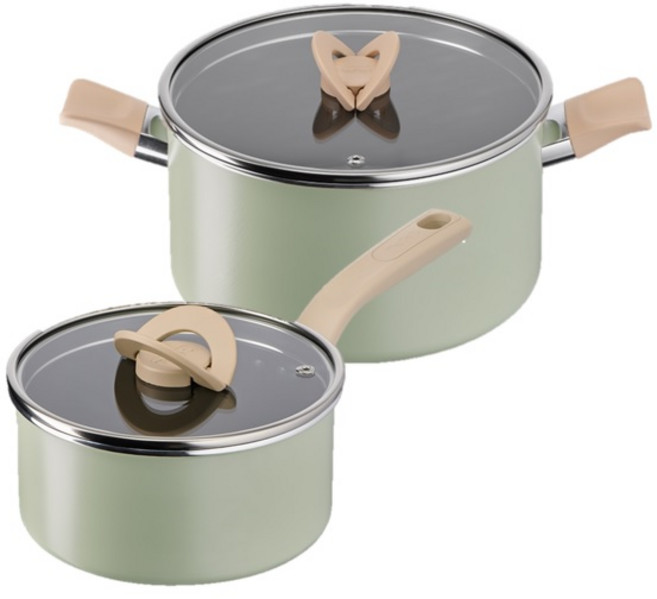 테팔 인덕션 블라썸 냄비 세트 2개, 민트, 양수냄비 24cm + 편수냄비 18cm, 1세트