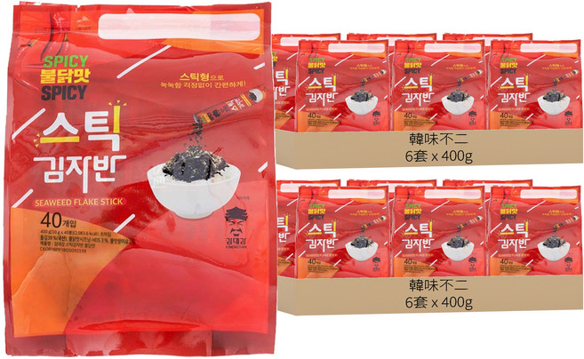 韓味不二 海苔酥 辣味 隨手包 40包, 400g, 12袋
