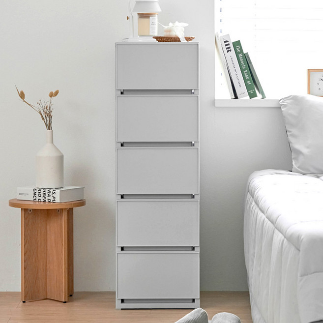 코멧 국내생산 모던 슬림서랍장, 그레이, 5단