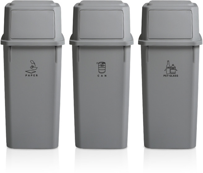 모노블 더길어진 재활용 분리수거함 60L 3P, 그레이
