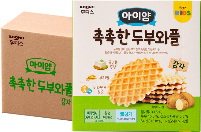 아이얌 촉촉한 두부와플, 감자맛, 64g, 16개