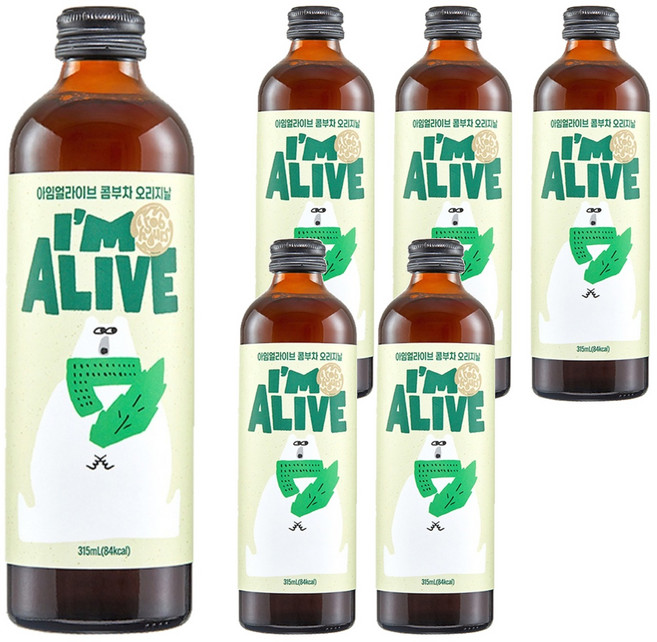 아임얼라이브콤부차 유리병 오리지날, 315ml, 6개