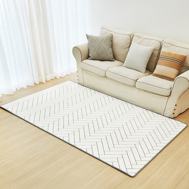 코멧 유아용 논슬립 헤링본 PE 거실매트, 화이트