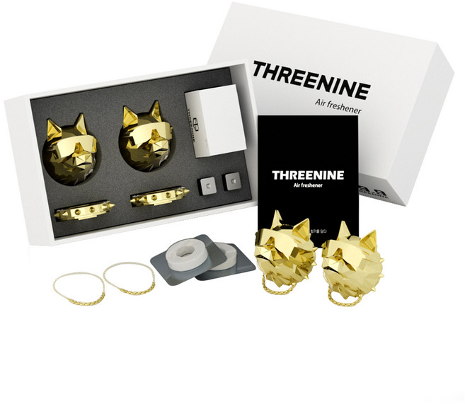 쓰리나인 불독 프리미엄 디퓨저 힙한늑대 차량용 방향제 골드 2p + 향 2p 세트, 1세트, 블랙체리