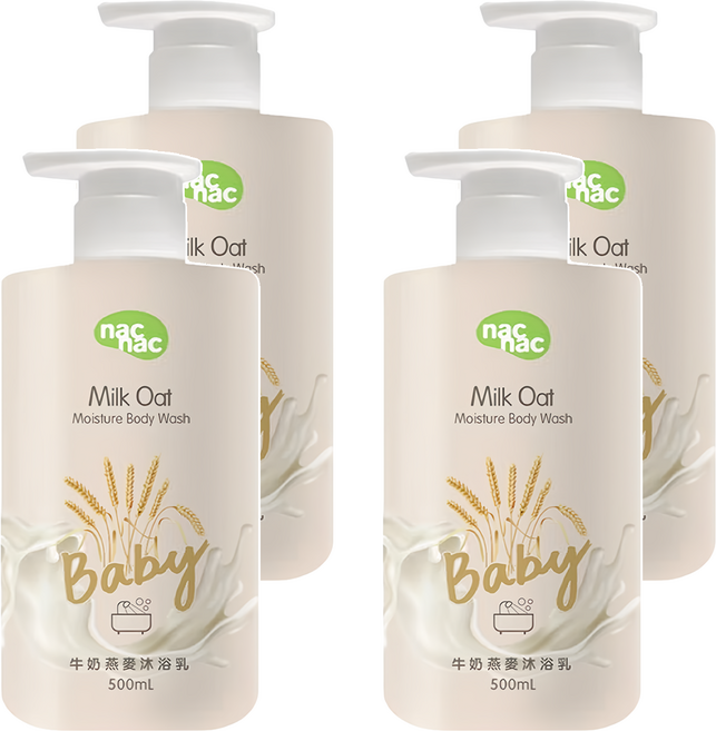 nac nac 牛奶燕麥沐浴乳, 500ml, 4瓶
