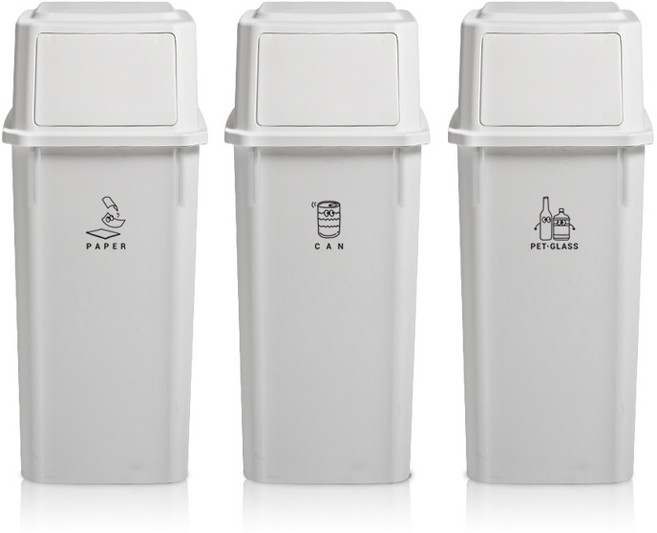 모노블 더길어진 재활용 분리수거함 60L 3P, 화이트
