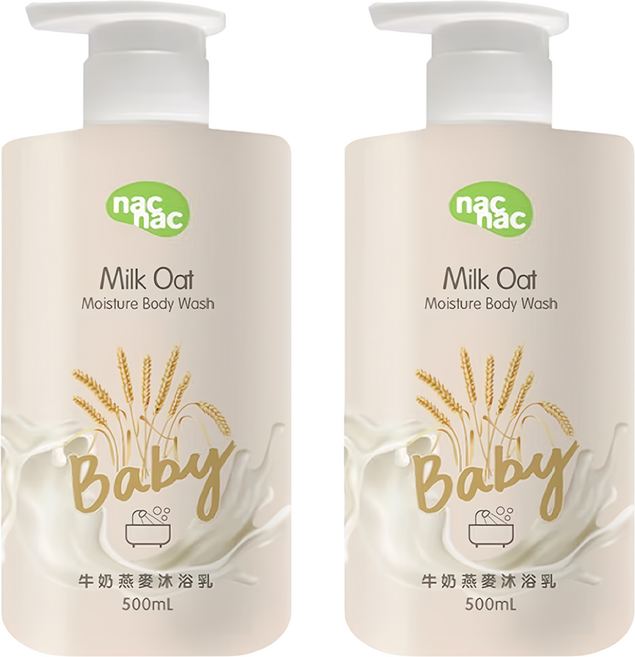 nac nac 牛奶燕麥沐浴乳, 500ml, 2瓶