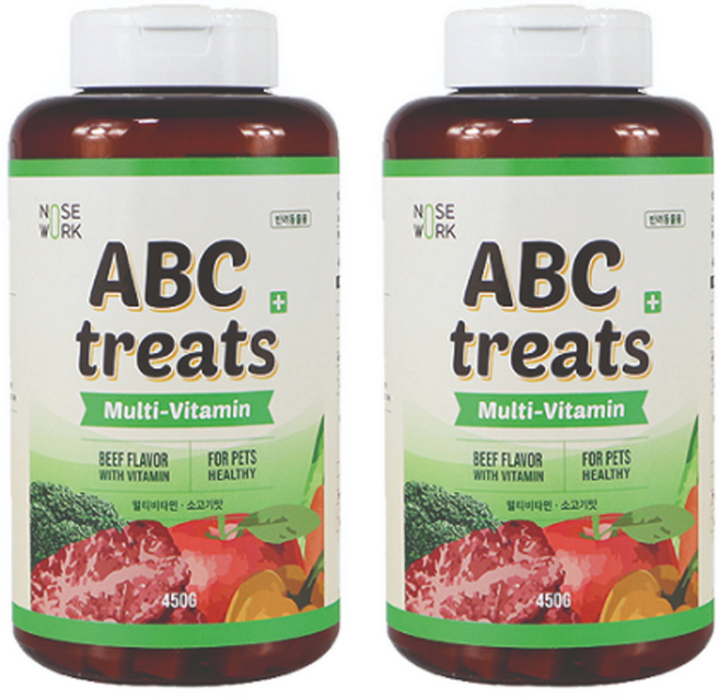 노즈워크 강아지 ABC 트릿, 소고기, 450g, 2개