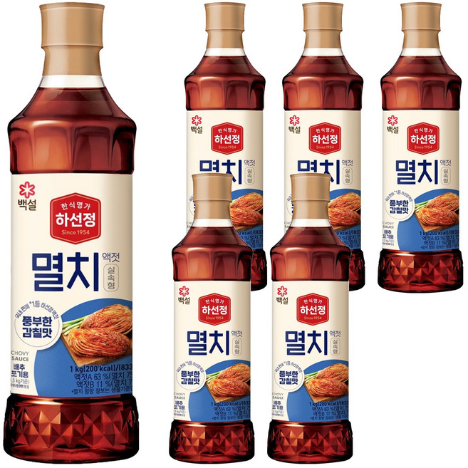 하선정 알뜰형 멸치액젓, 1kg, 6개